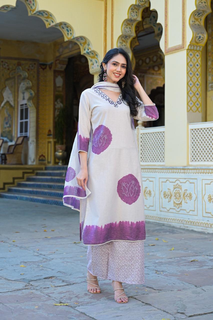 Bhakti Orchid cotton suit set