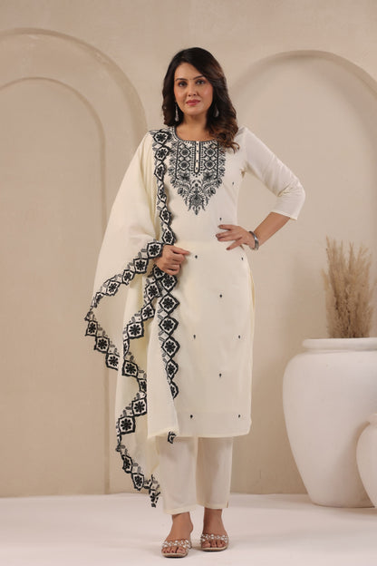 SAGARIKA NOIR EMBROIDERED COTTON SUIT SET
