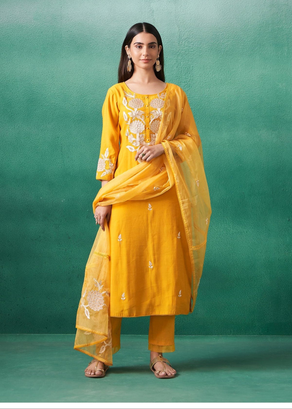 Nadira honey embroided Lawn suit set