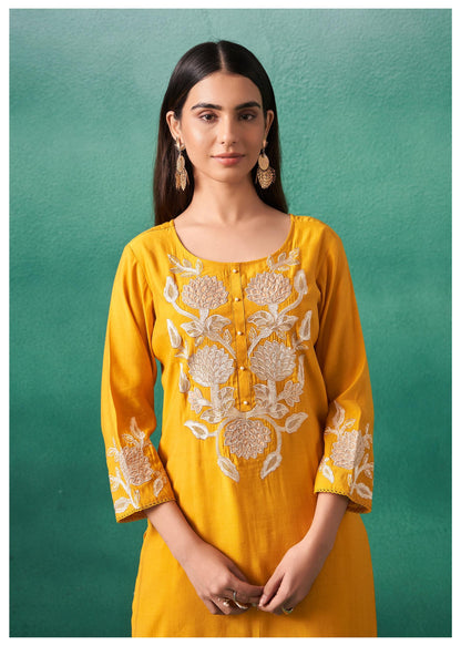 Nadira honey embroided Lawn suit set