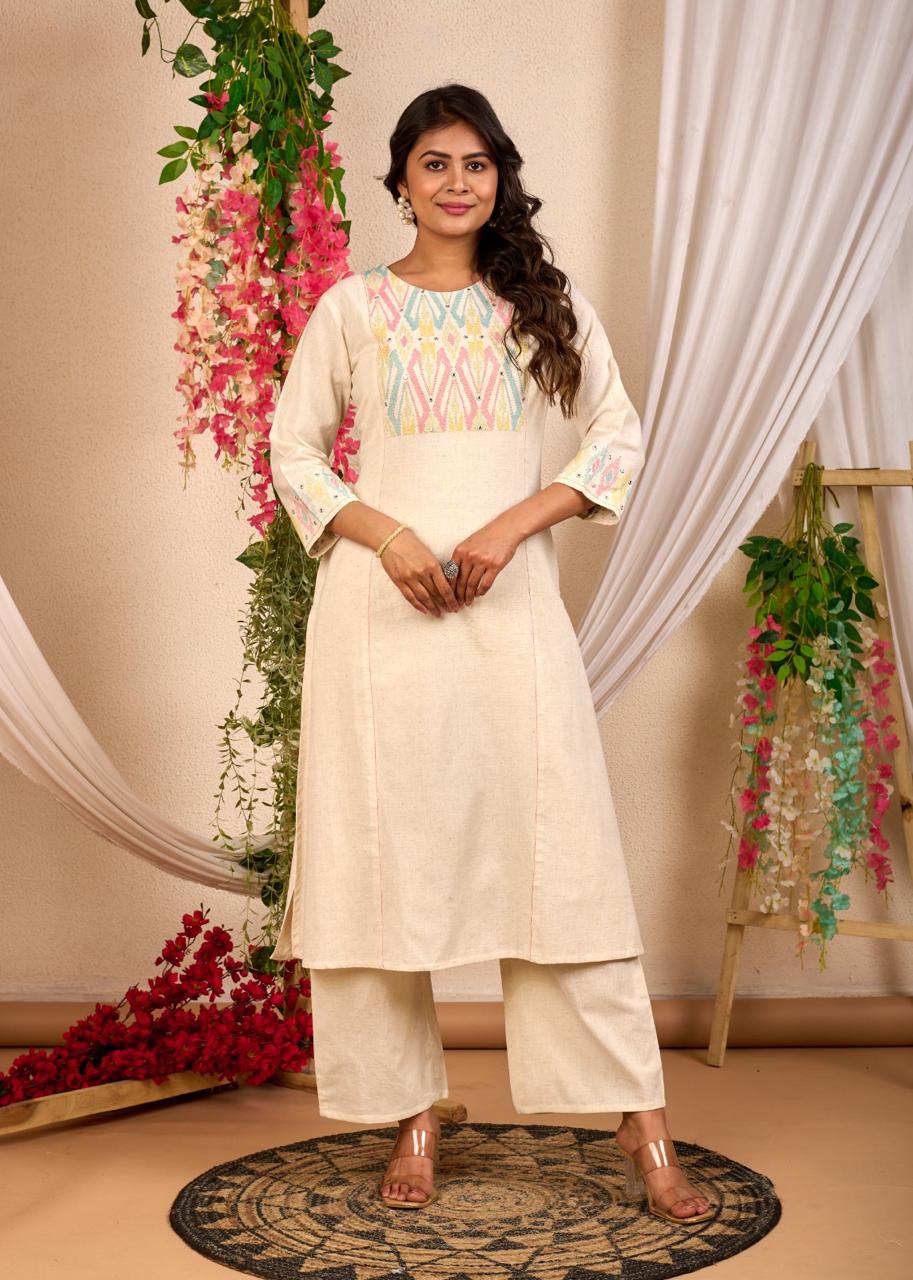 Rajhans Vanilla Cotton Co-ord Set