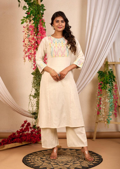 Rajhans Vanilla Cotton Co-ord Set