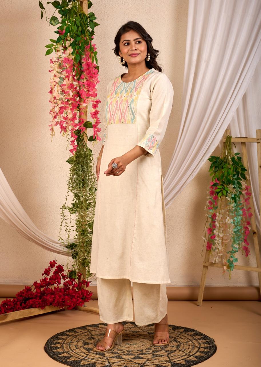 Rajhans Vanilla Cotton Co-ord Set
