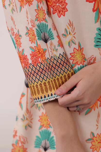 Kara Caramel Linen Printed Co-ord Set