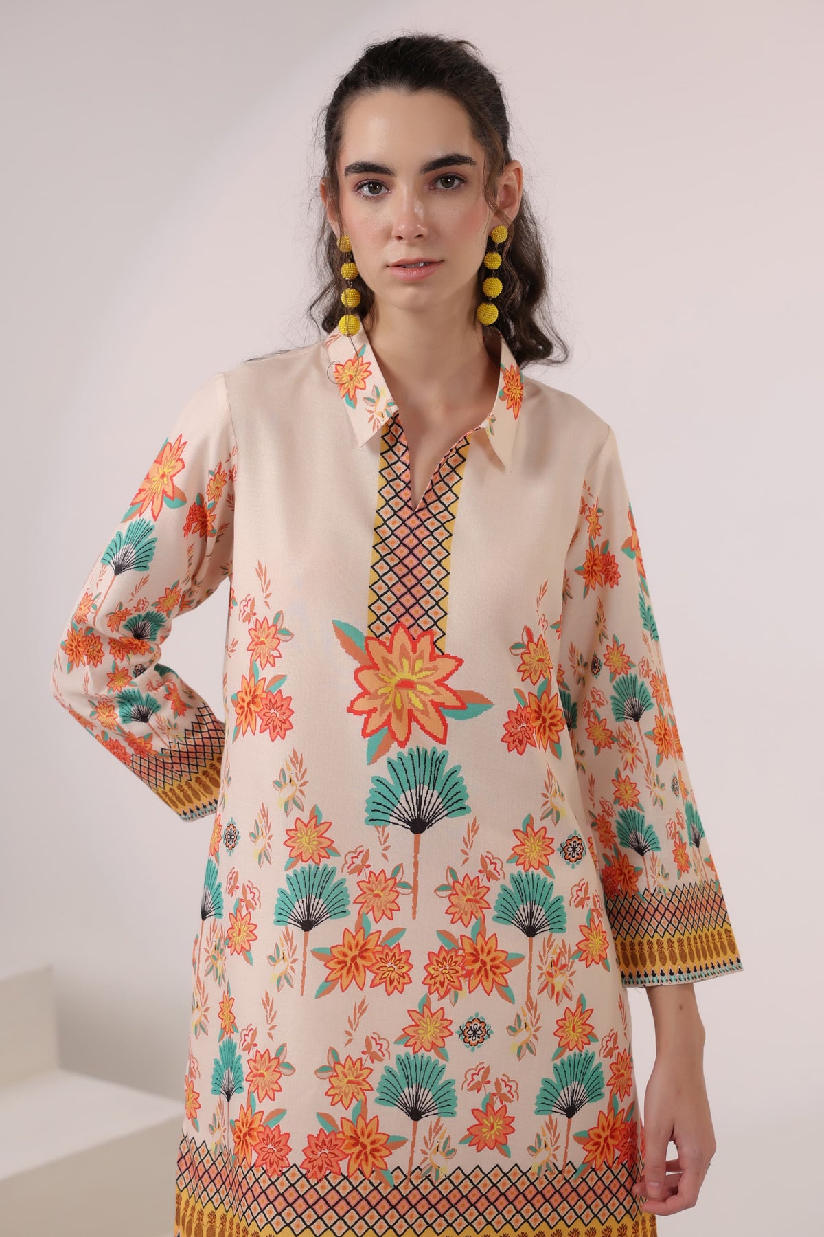 Kara Caramel Linen Printed Co-ord Set
