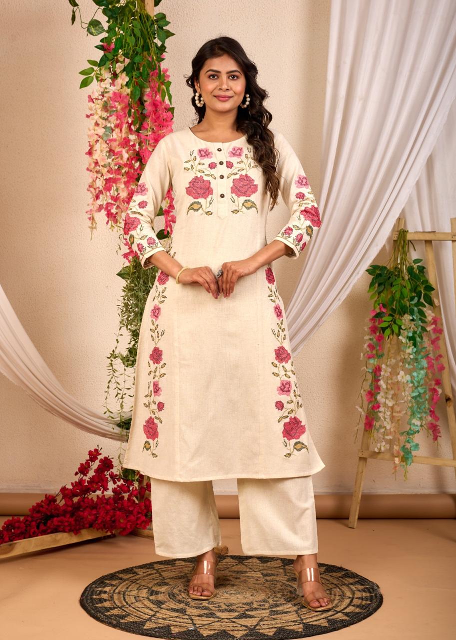 Rajhans Angel Embroidery Cotton Kurta Pant Set