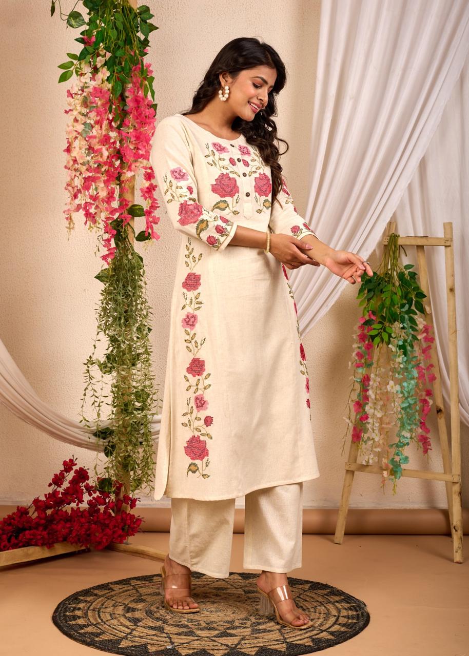 Rajhans Angel Embroidery Cotton Kurta Pant Set