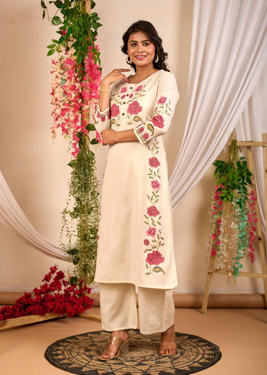 Rajhans Angel Embroidery Cotton Kurta Pant Set
