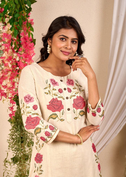 Rajhans Angel Embroidery Cotton Kurta Pant Set