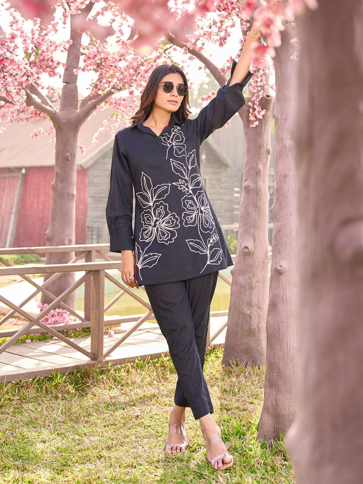 Iyana Onyx Cotton Embroidery Co-ord Set