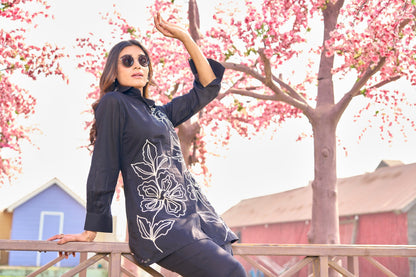 Iyana Onyx Cotton Embroidery Co-ord Set