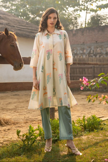 Tiara Garden Cotton Kurta Pant Set