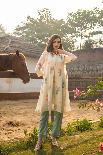 Tiara Garden Cotton Kurta Pant Set
