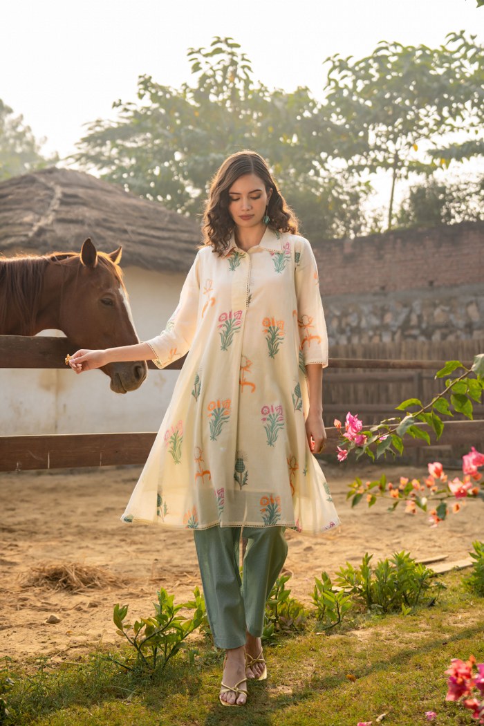 Tiara Garden Cotton Kurta Pant Set
