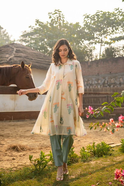 Tiara Garden Cotton Kurta Pant Set