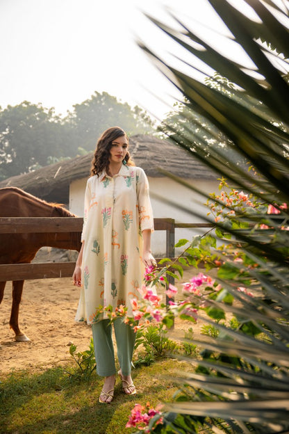 Tiara Garden Cotton Kurta Pant Set