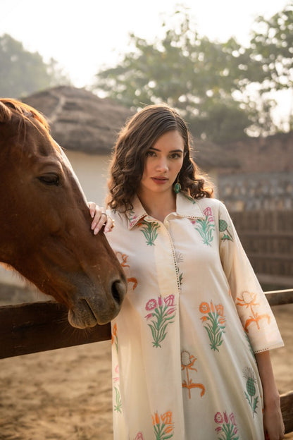 Tiara Garden Cotton Kurta Pant Set