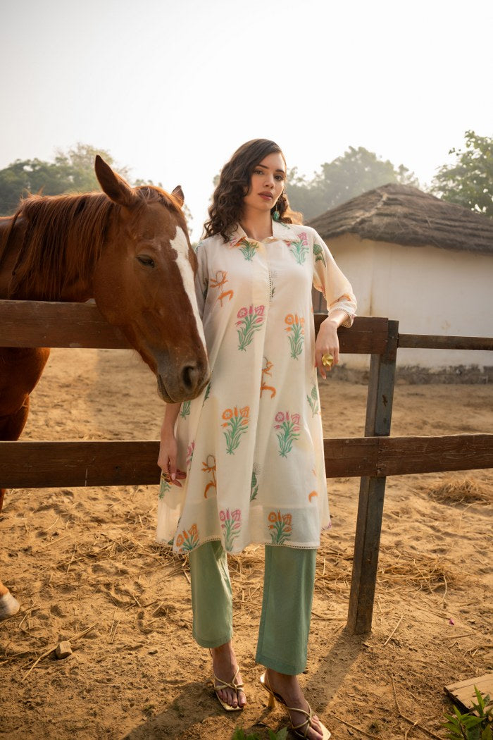 Tiara Garden Cotton Kurta Pant Set