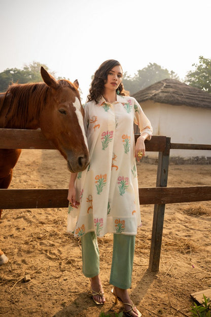 Tiara Garden Cotton Kurta Pant Set