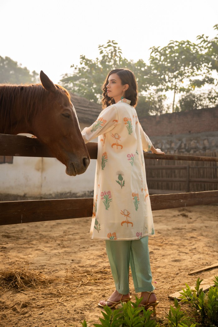 Tiara Garden Cotton Kurta Pant Set