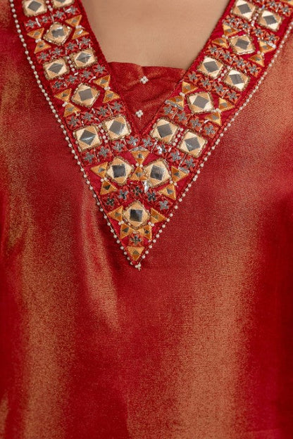 Samiha Rust Shimmer Work Suit set