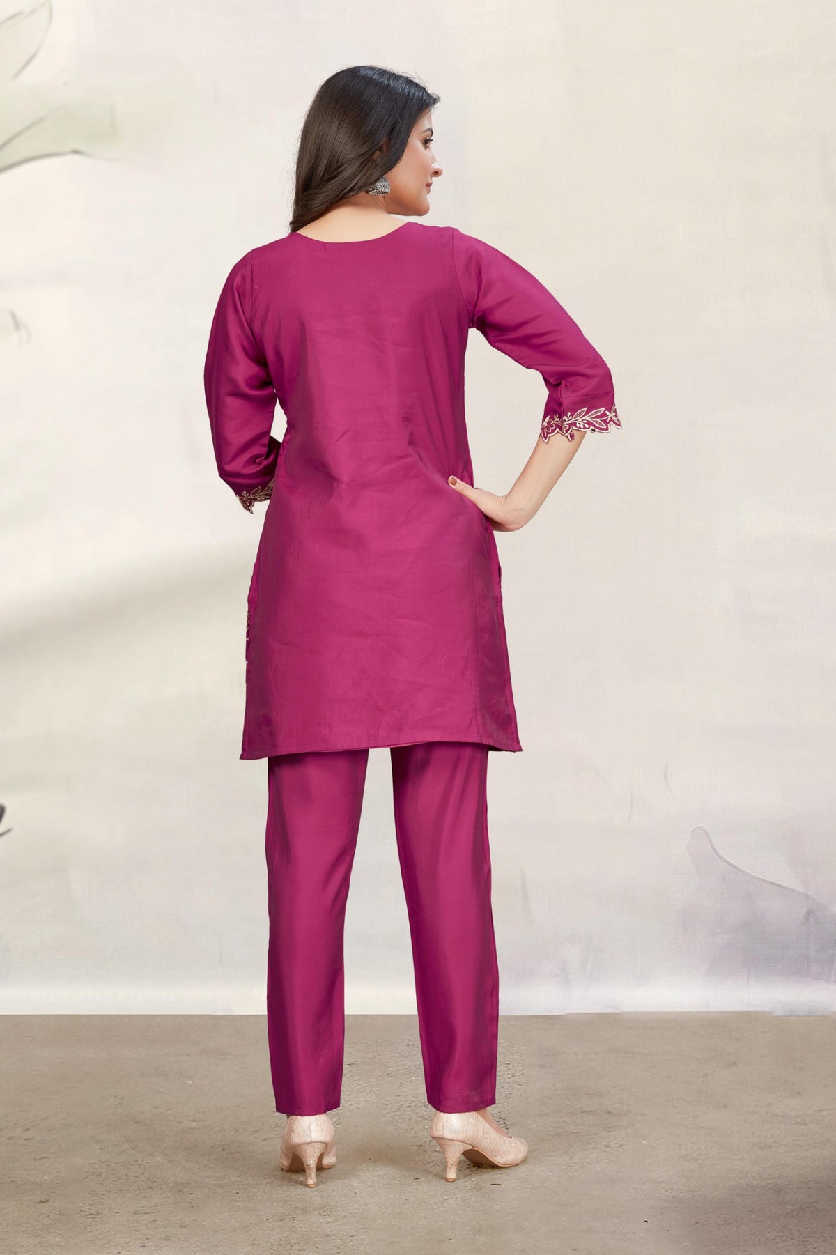 Divya Magenta Embroidered Co-ord Set
