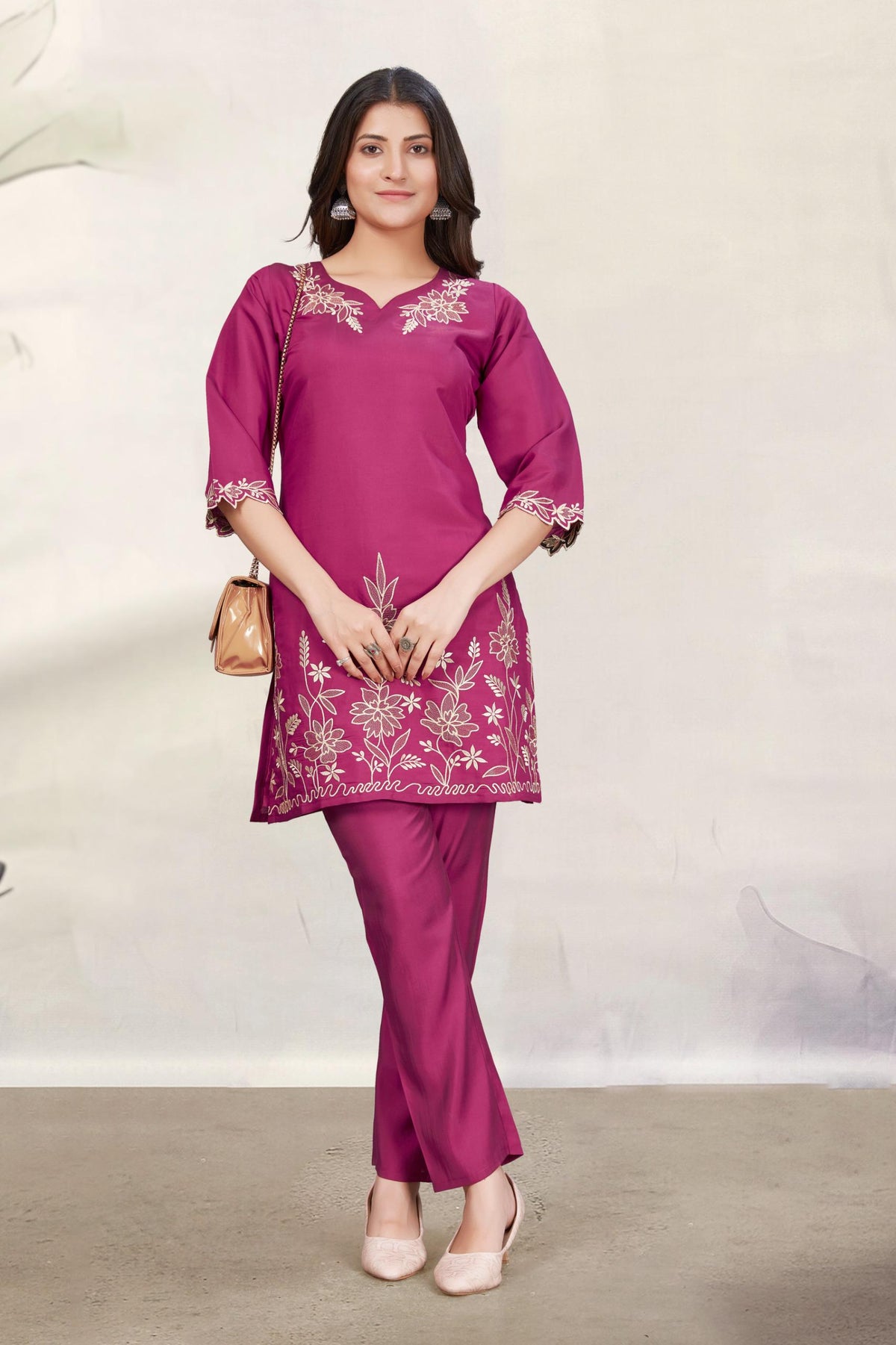 Divya Magenta Embroidered Co-ord Set