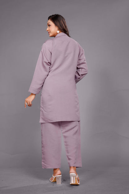Divya Periwinkle Emrboidered Co-ord Set