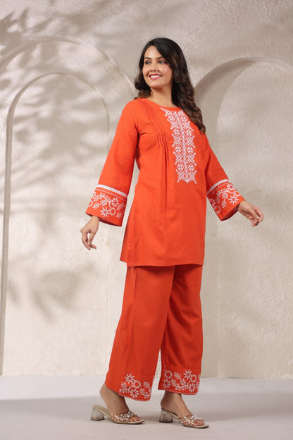 Mahua Apricot Cotton Co-ord set
