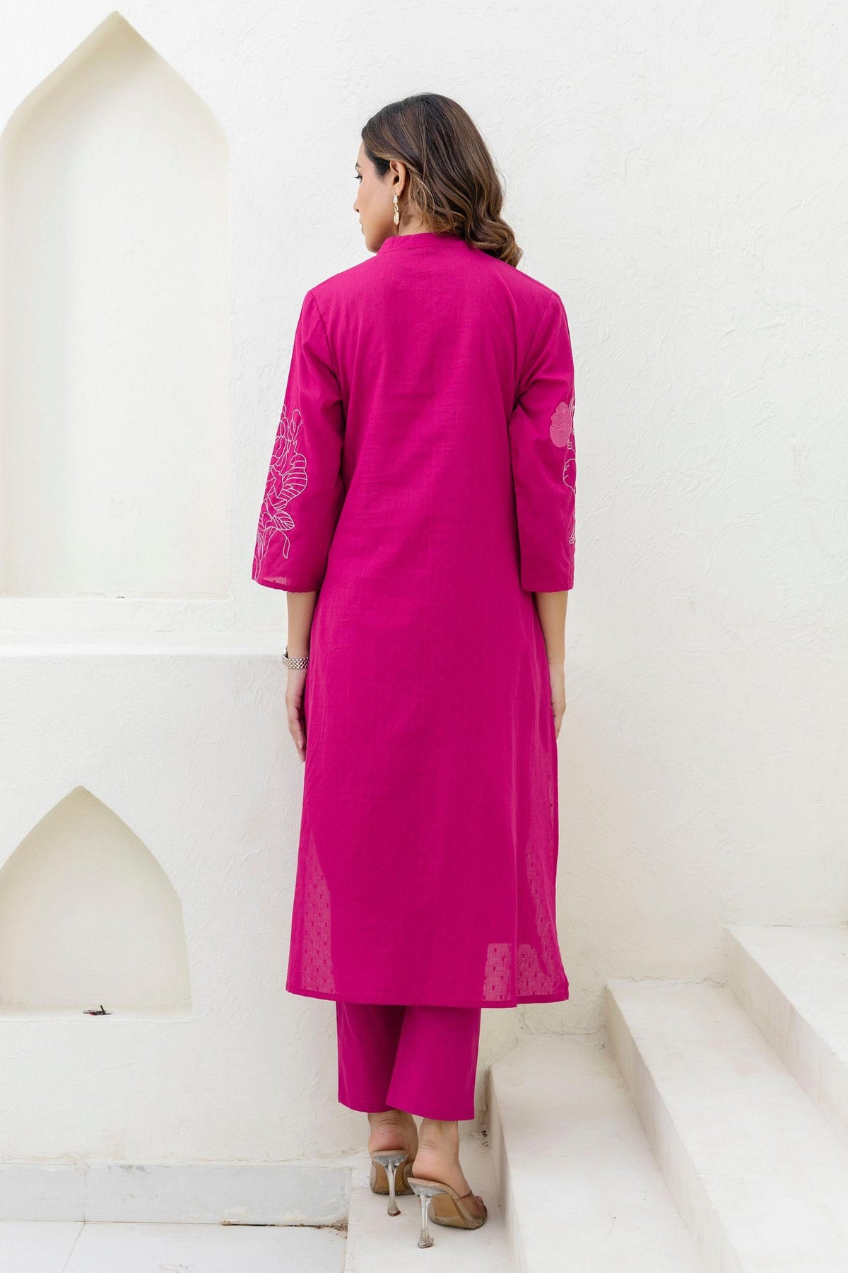 Mokabara Rosy embroidery cotton kurta pant set