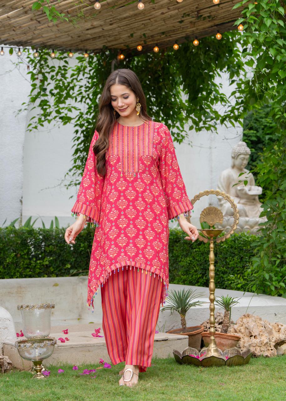 Jayti Raspberry Muslin co-ord set