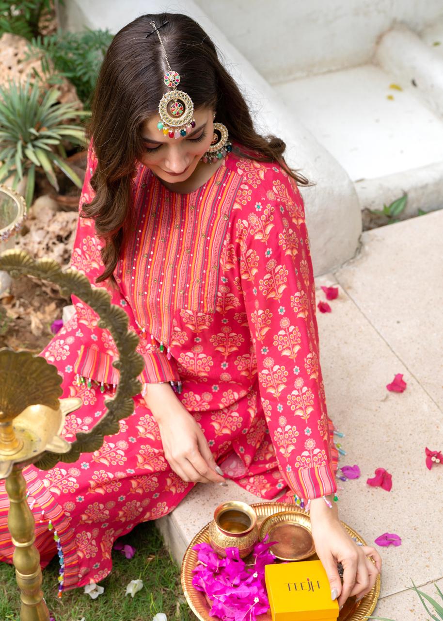 Jayti Raspberry Muslin co-ord set