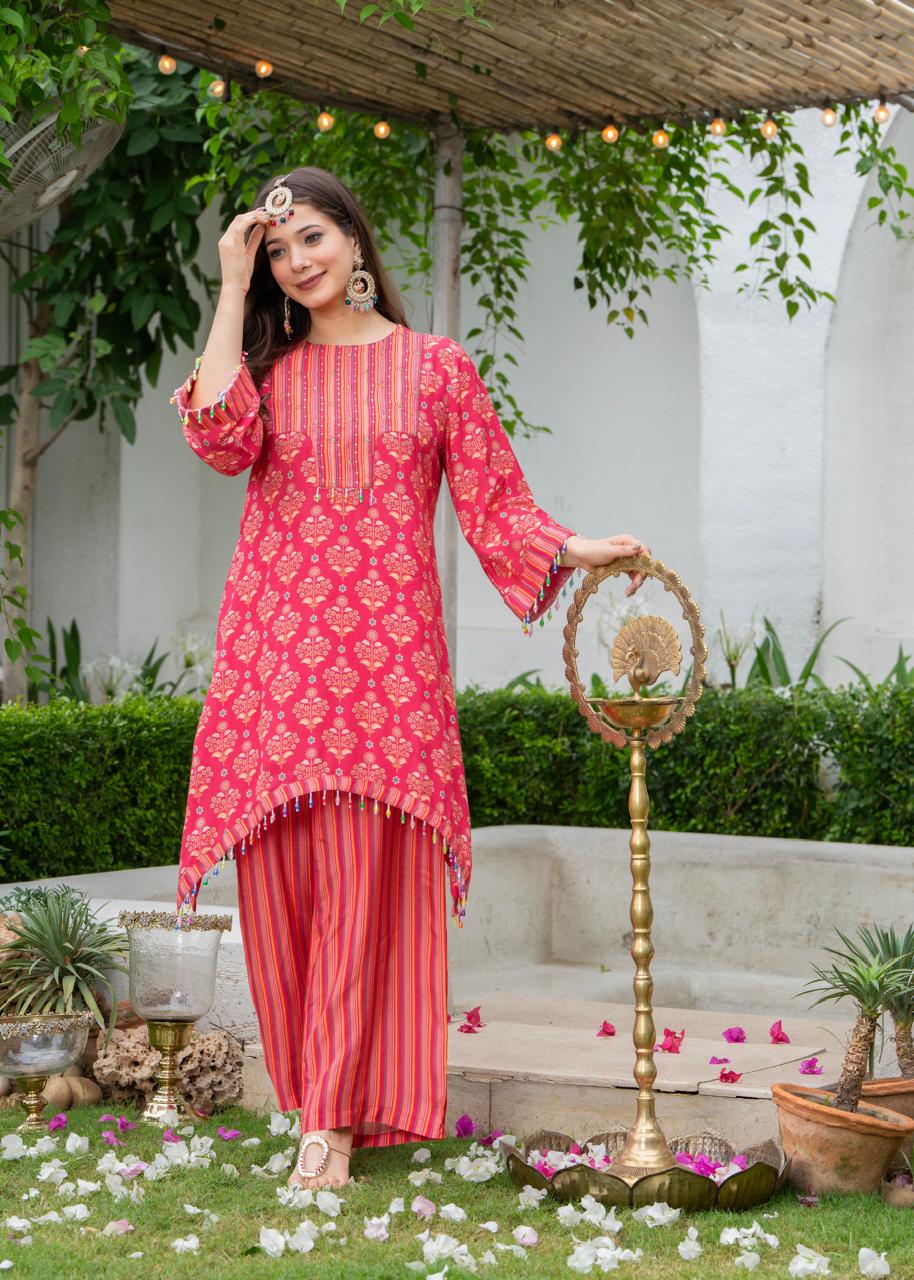 Jayti Raspberry Muslin co-ord set
