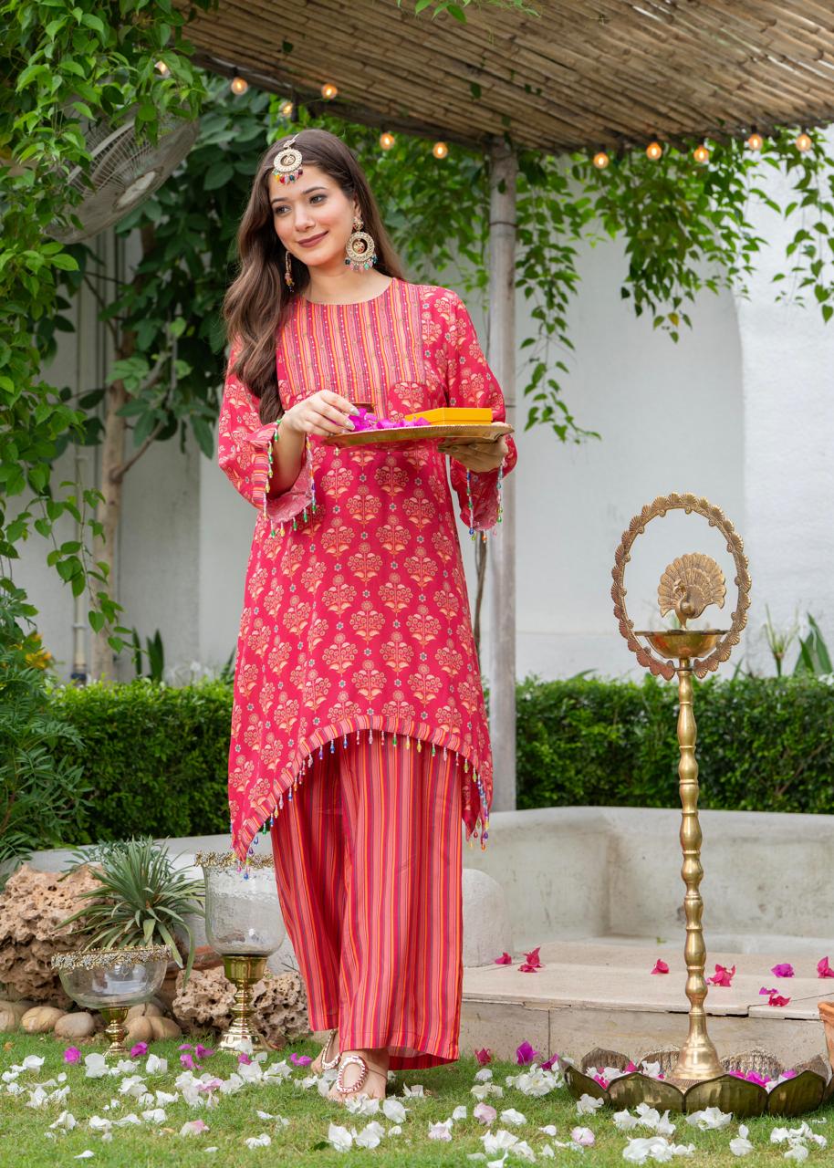 Jayti Raspberry Muslin co-ord set