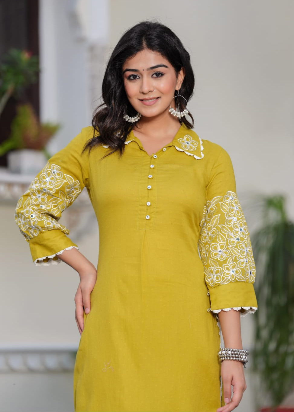 Shiba Citrine Embroidered Kurta Pant Set