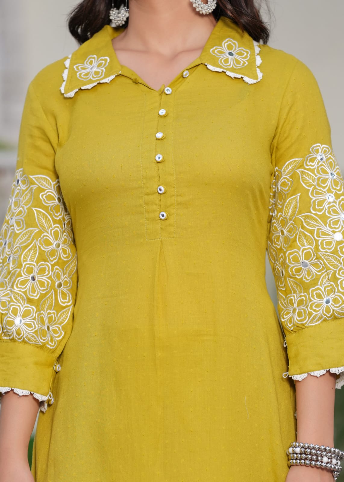 Shiba Citrine Embroidered Kurta Pant Set