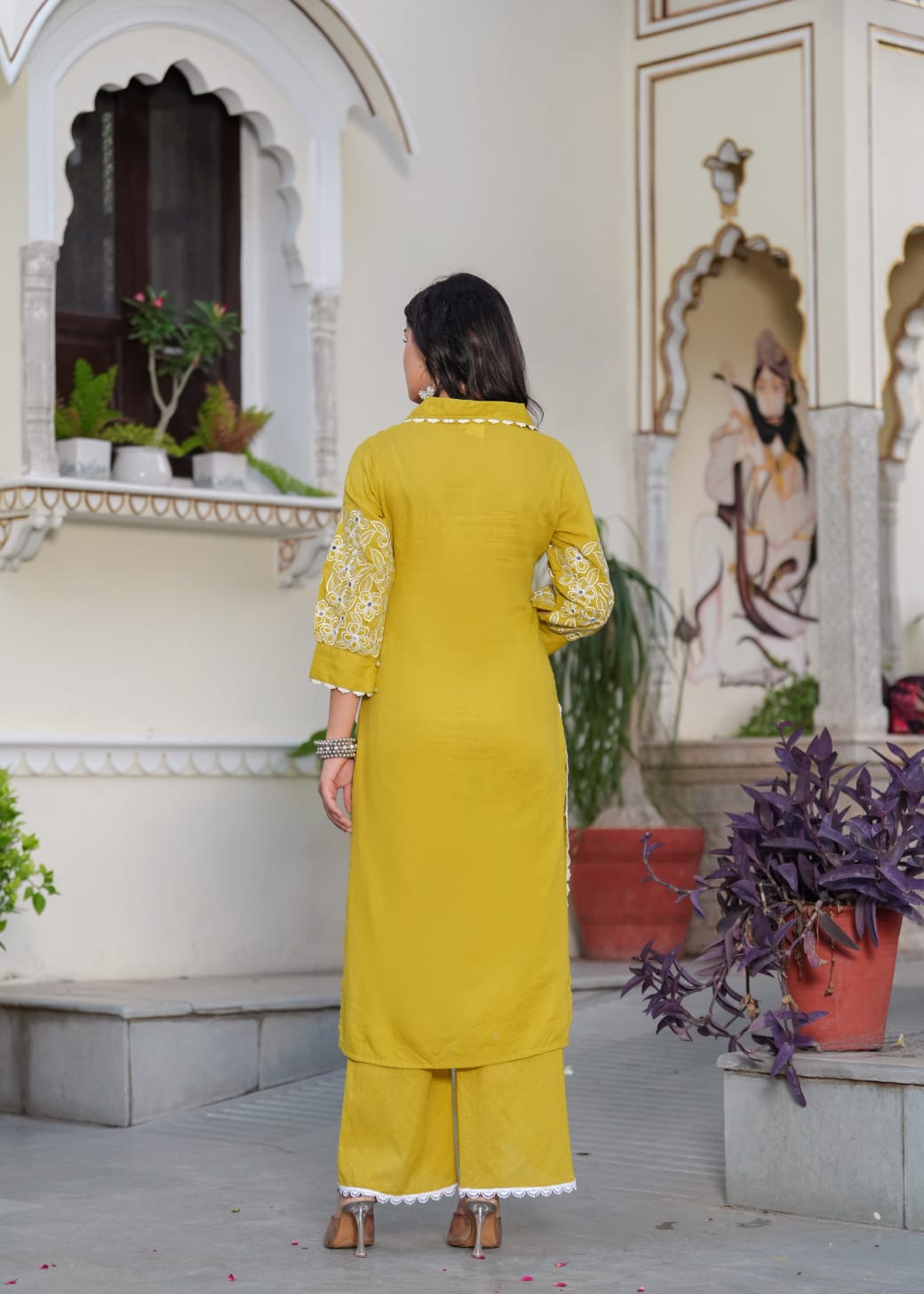 Shiba Citrine Embroidered Kurta Pant Set
