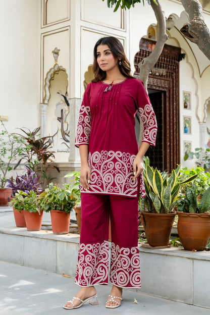 Mokabara Plum cotton co ord set