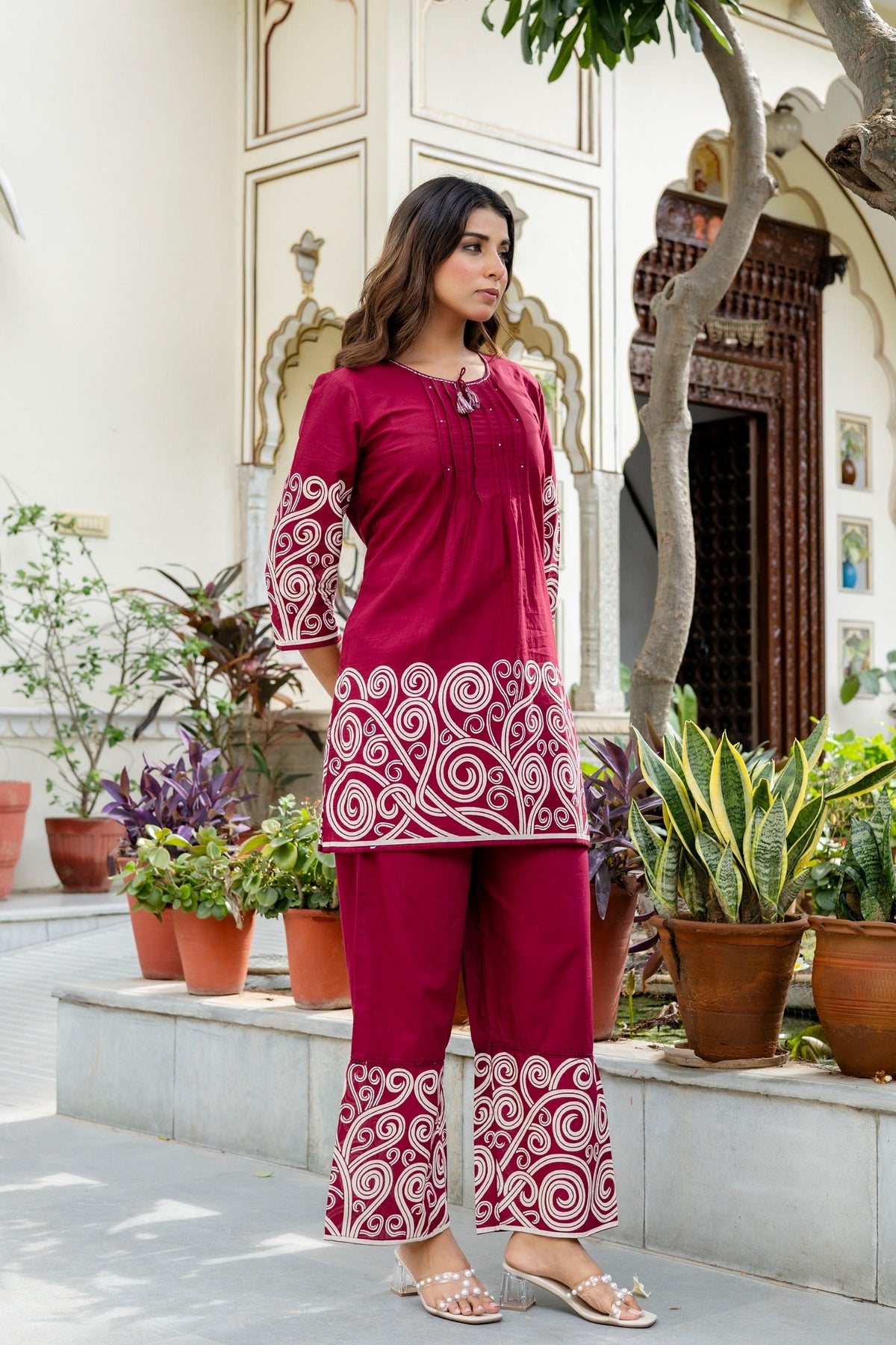 Mokabara Plum cotton co ord set