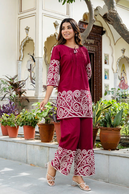 Mokabara Plum cotton co ord set
