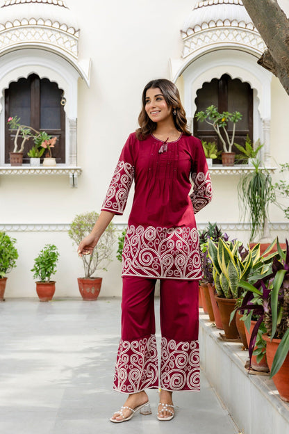 Mokabara Plum cotton co ord set