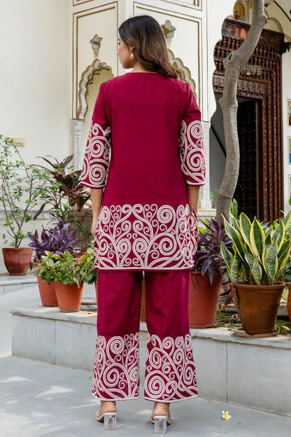 Mokabara Plum cotton co ord set