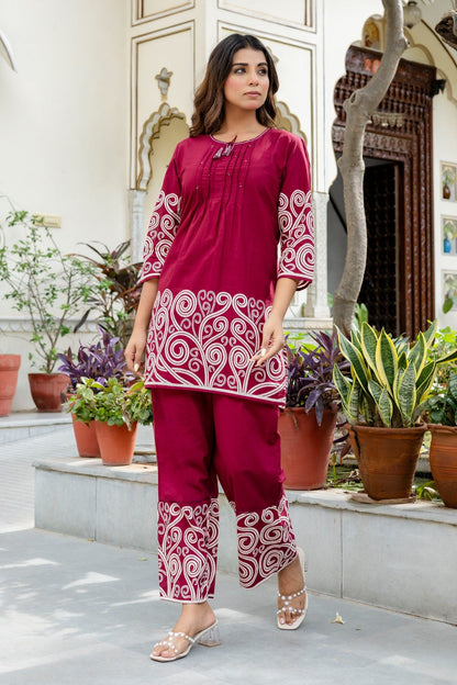Mokabara Plum cotton co ord set