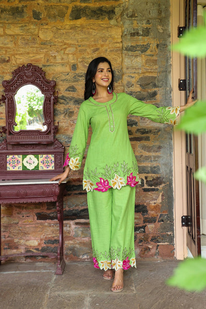 Mahua Kelly applique cotton Co-ord set
