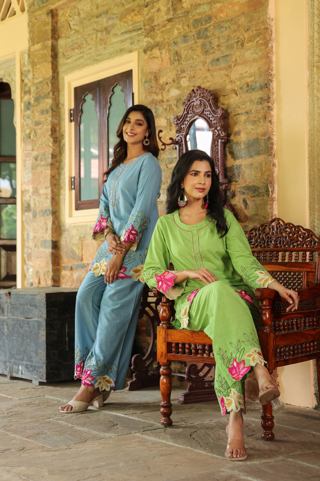 Mahua Kelly applique cotton Co-ord set