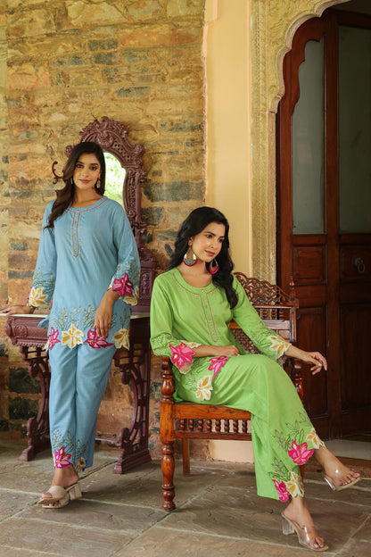 Mahua Kelly applique cotton Co-ord set