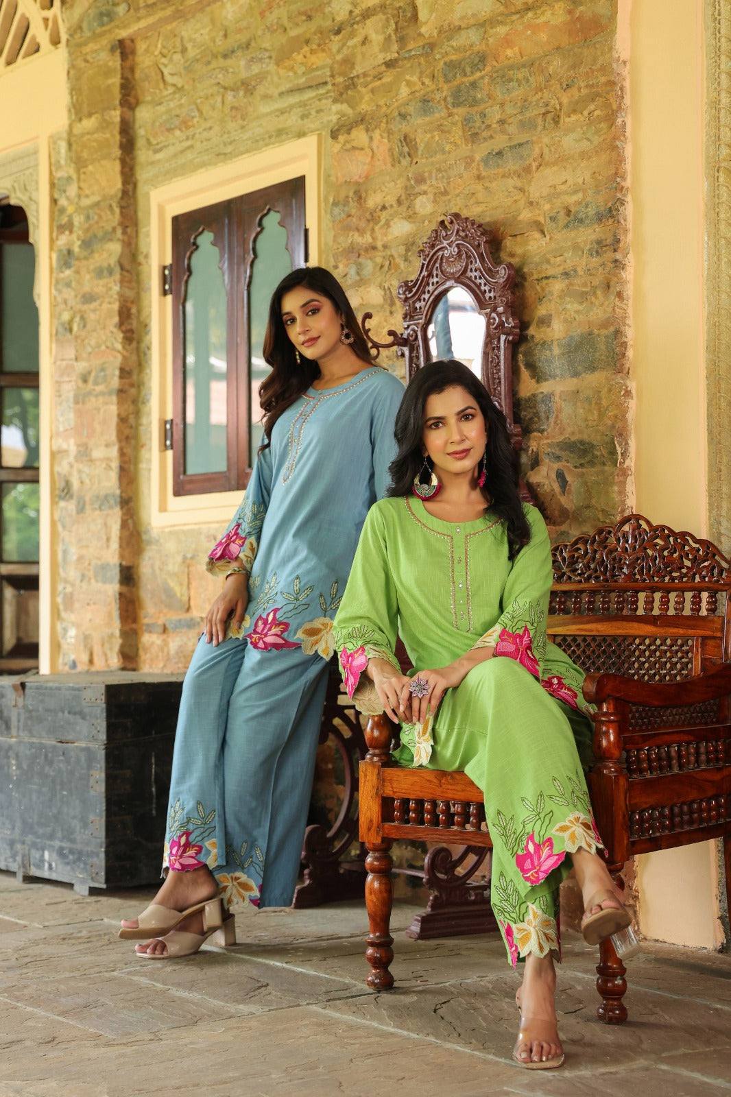 Mahua Kelly applique cotton Co-ord set