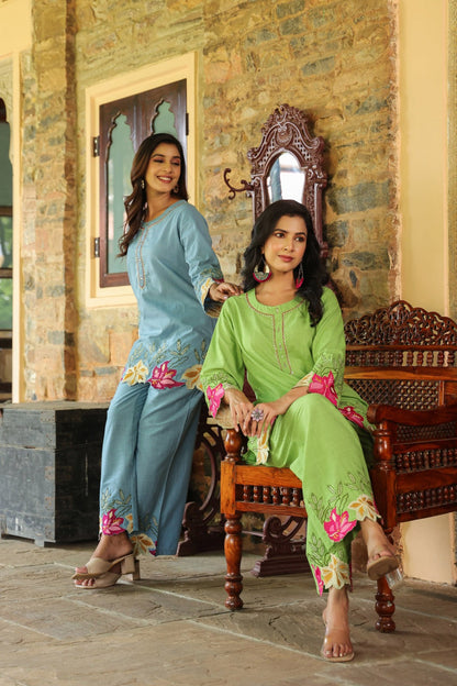 Mahua Kelly applique cotton Co-ord set