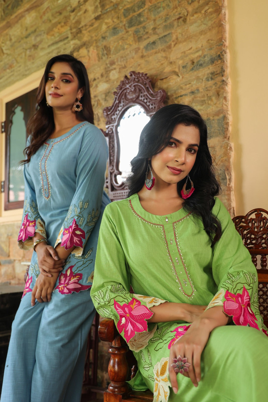 Mahua Kelly applique cotton Co-ord set