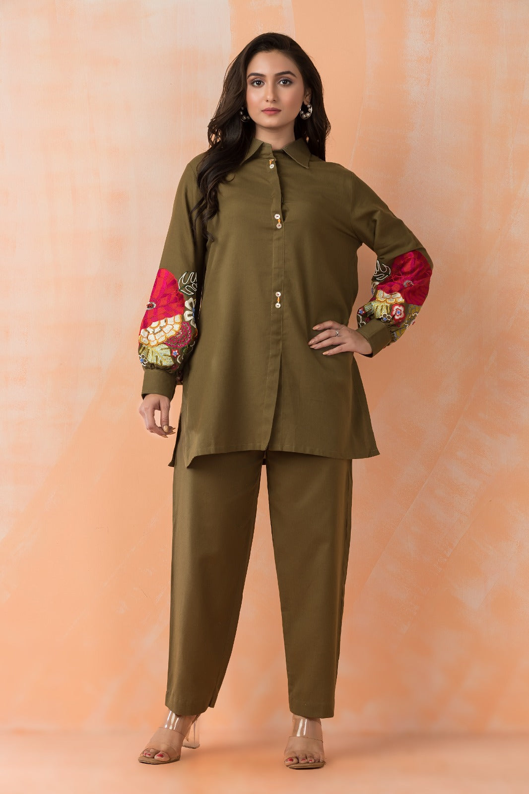 Sabhya Olive Embroidery Co-ord set